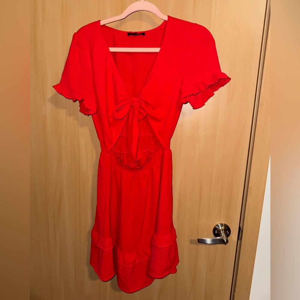 Tie-Front Red Mini Dress